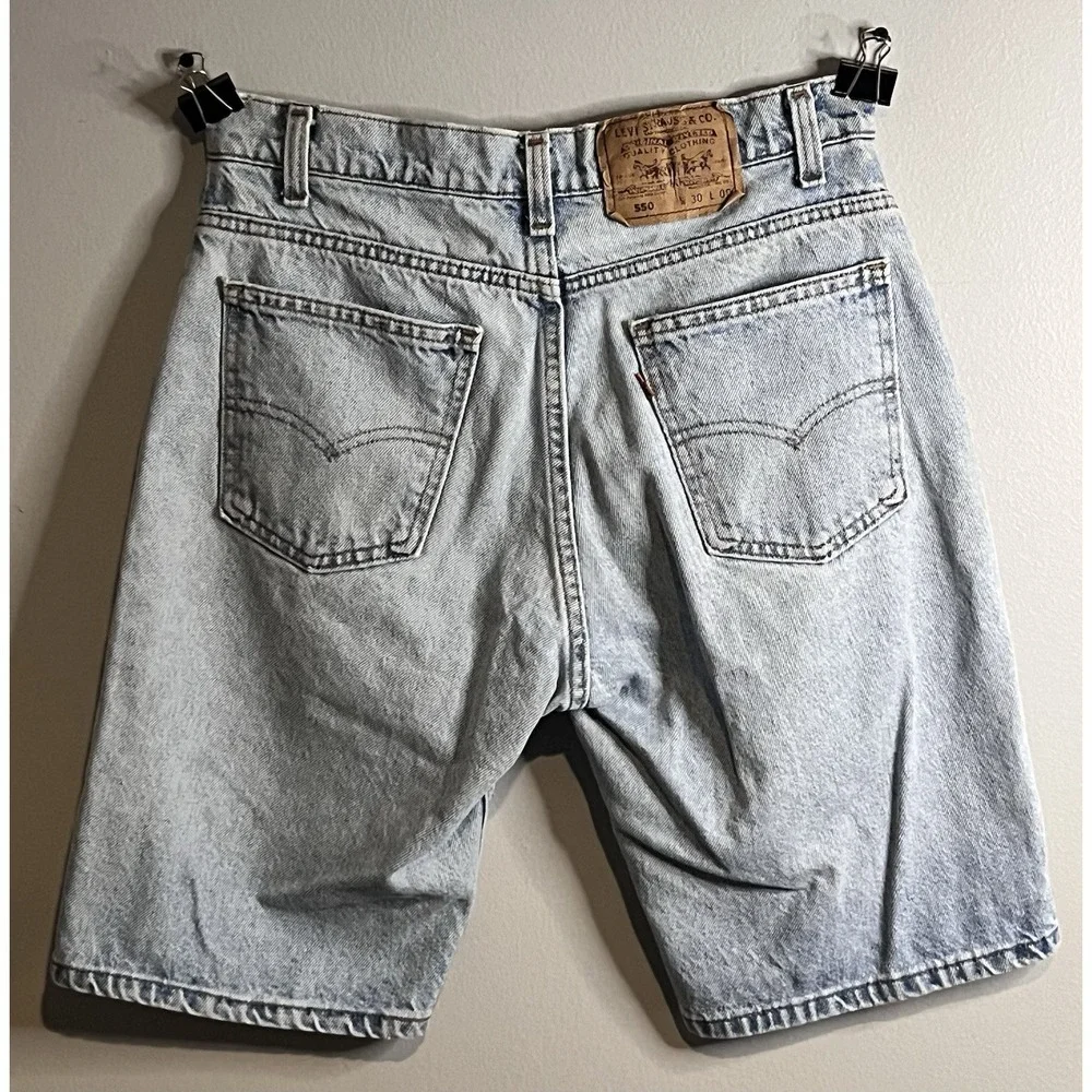 Vintage Levis 550 Relaxed Fit Orange Tab Jean Shorts 1993 Made in USA Size 30